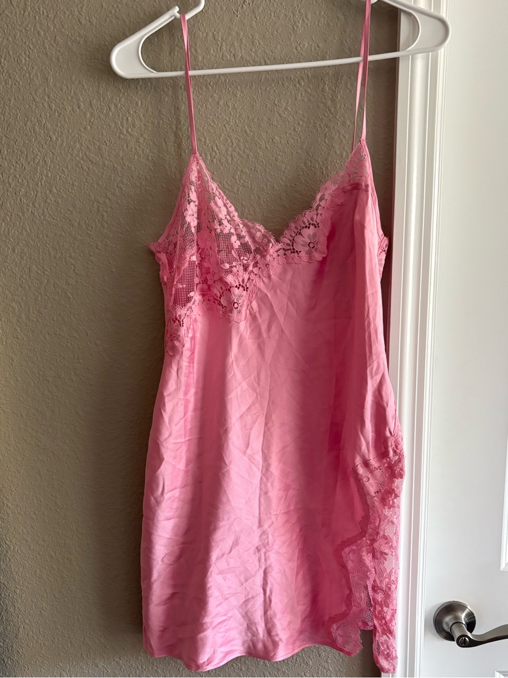 VS Pink Lace and Silk Slip Nightgown